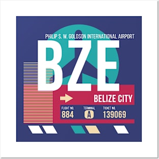 Belize City (BZE) Airport Code Baggage Tag E Posters and Art